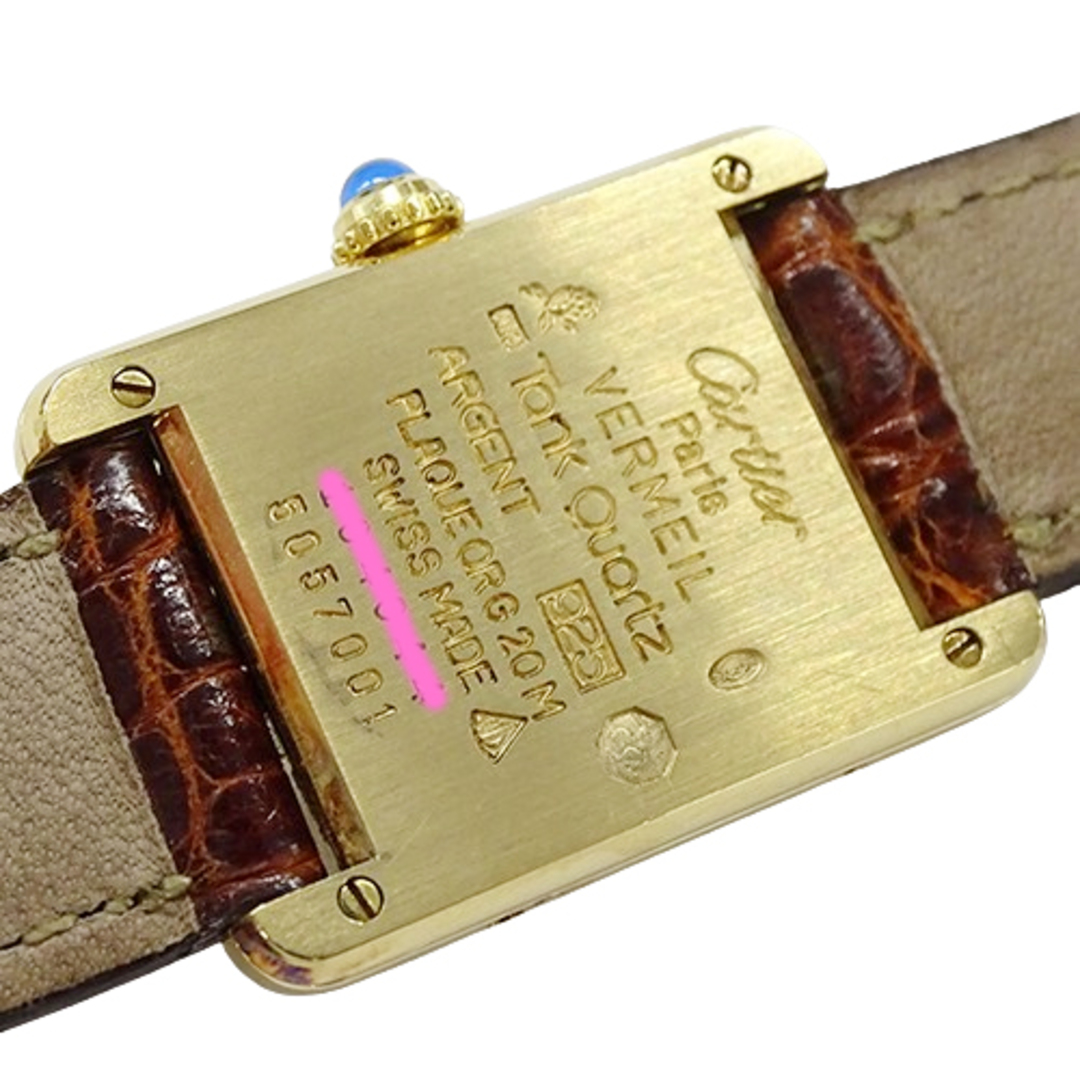 Cartier(カルティエ)のカルティエ Cartier 時計 レディース ブランド マストタンク SM ヴェルメイユ クオーツ QZ 925 レザー W1003153 スクエア【中古】 レディースのファッション小物(腕時計)の商品写真