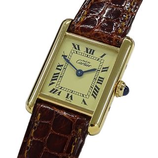 カルティエ(Cartier)のカルティエ Cartier 時計 レディース ブランド マストタンク SM ヴェルメイユ クオーツ QZ 925 レザー W1003153 スクエア【中古】(腕時計)