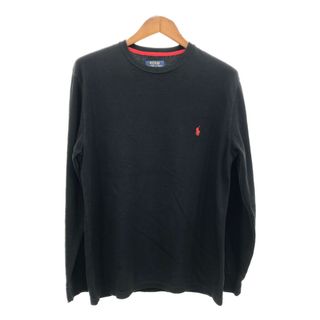 ポロラルフローレン(POLO RALPH LAUREN)のPolo by Ralph Lauren ポロ ラルフローレン サーマル 長袖Ｔシャツ ワンポイント ブラック (メンズ L) 中古 古着 Q7078(Tシャツ/カットソー(七分/長袖))