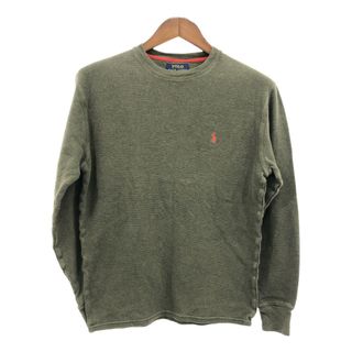 ポロラルフローレン(POLO RALPH LAUREN)のPolo by Ralph Lauren ポロ ラルフローレン サーマル 長袖Ｔシャツ ワンポイント カーキ (メンズ M) 中古 古着 Q7079(Tシャツ/カットソー(七分/長袖))