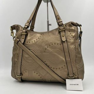 コーチ(COACH)の【美品】coach 2way ショルダー　トートバッグ　A4収納可能　オプアート(ハンドバッグ)