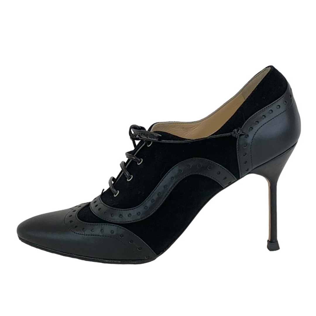 MANOLO BLAHNIK(マノロブラニク)のマノロブラニク MANOLO BLAHNIK ブーツ ショートブーツ 靴 シューズ スエード レザー ブラック 黒 ブーティ レースアップシューズ レディースの靴/シューズ(ブーティ)の商品写真