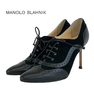 マノロブラニク(MANOLO BLAHNIK)のマノロブラニク MANOLO BLAHNIK ブーツ ショートブーツ 靴 シューズ スエード レザー ブラック 黒 ブーティ レースアップシューズ(ブーティ)