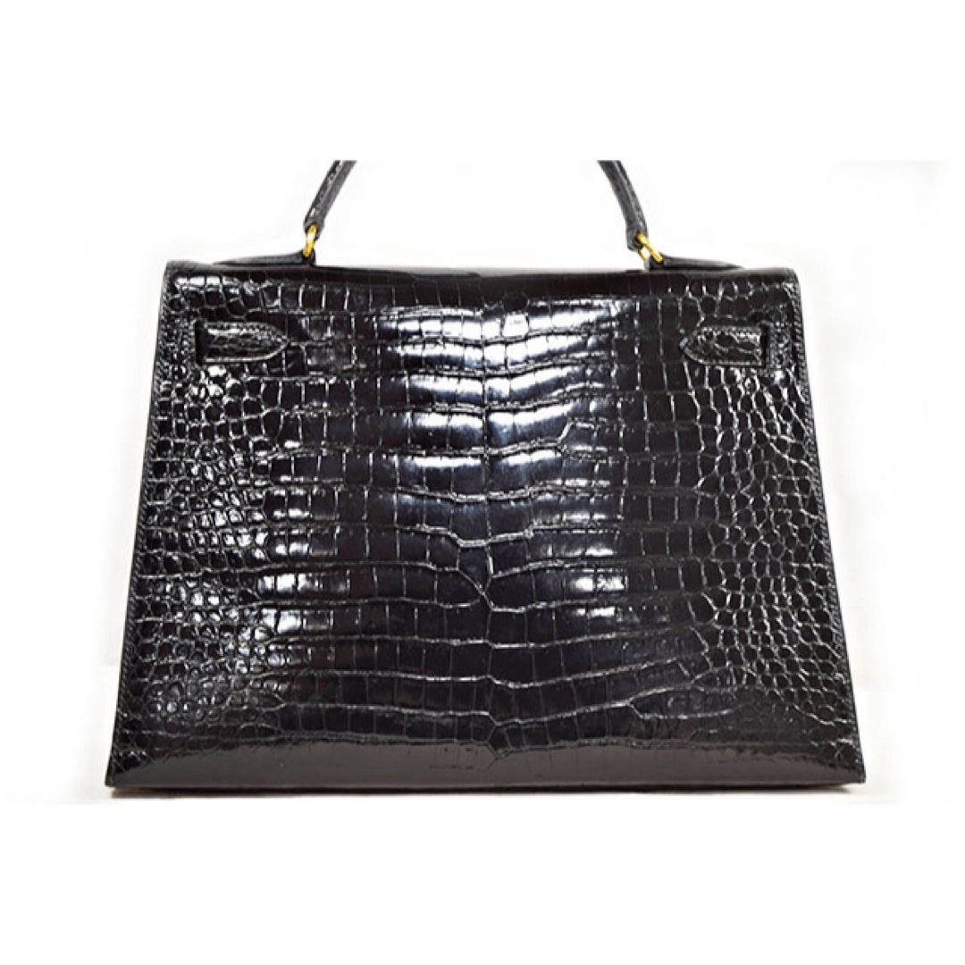 Hermes(エルメス)のエルメス ケリー28 外縫い 黒 クロコダイル ポロサG金具 新同 本物 レディースのバッグ(ハンドバッグ)の商品写真