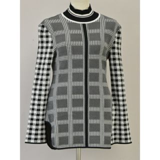 マメクロゴウチ Mame Kurogouchi ニット Multi Plaid Geometric Knit Top MM23PS-KN717 2サイズ 黒×白 レディース j_p F-M13190