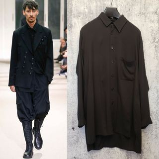 Yohji Yamamoto POUR HOMME - Yohji Yamamoto POUR HOMME 19AW 襟アシメシャツ