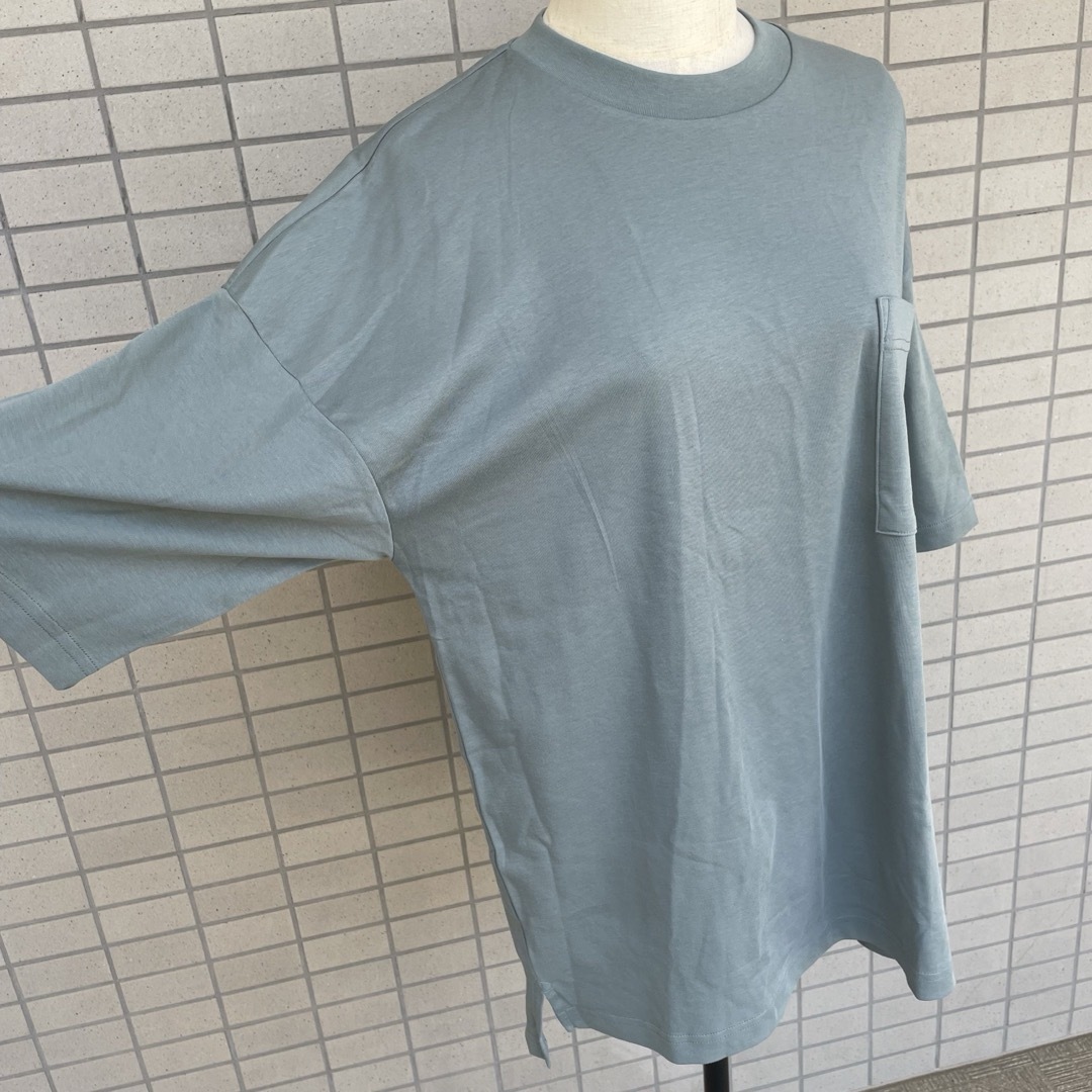 GU(ジーユー)の【新品タグ付】GU ルーズフィットT (5分袖)+E メンズのトップス(Tシャツ/カットソー(半袖/袖なし))の商品写真