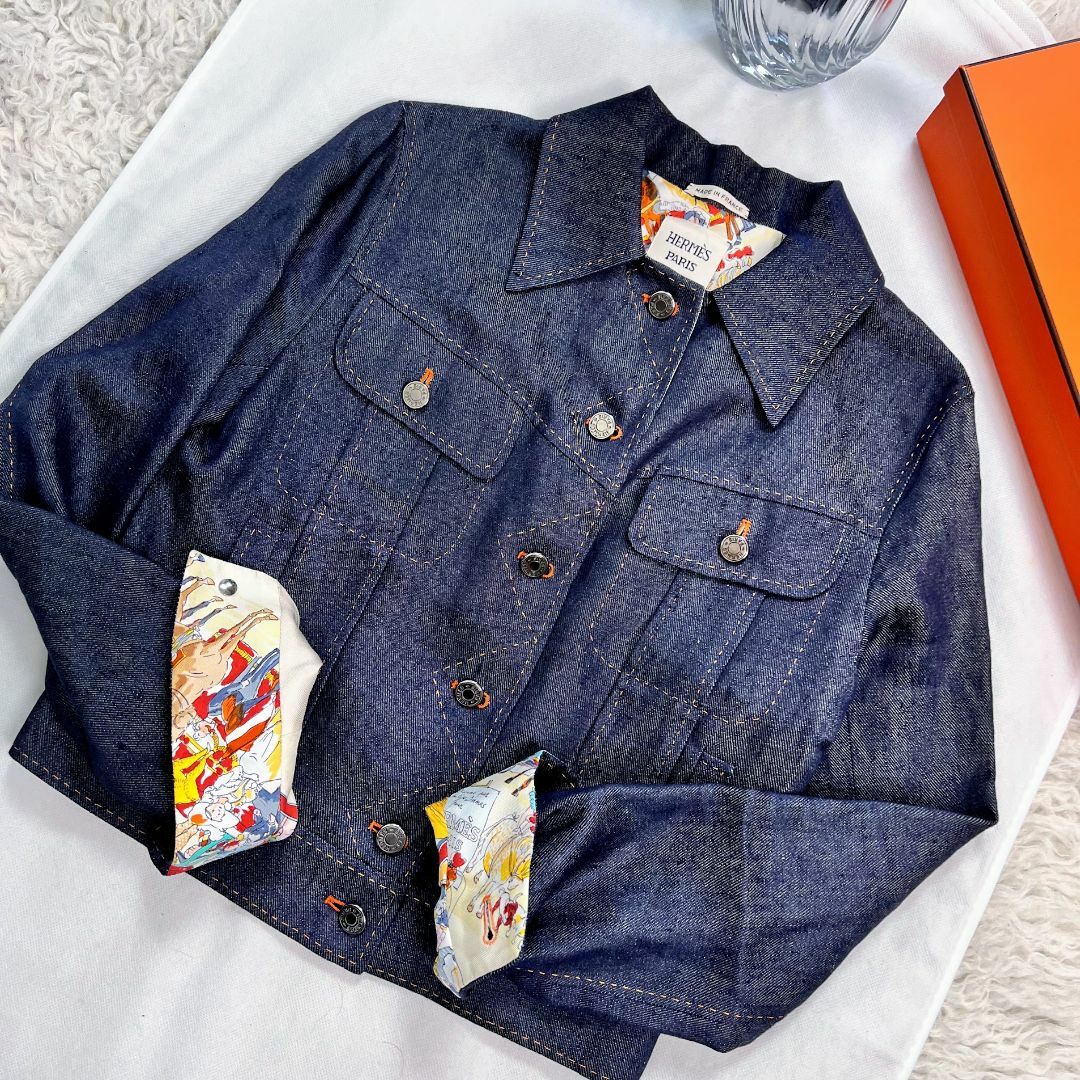 ★HERMES★未使用★セリエ★シルク★ステッチ★デニム★ジャケット ★HERMES★未使用★セリエ★シルク★ステッチ★デニム★ジャケット