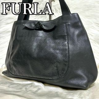 Furla - FURLA フルラ リボン レザー トートバッグ 肩掛け ブラック A4収納可能