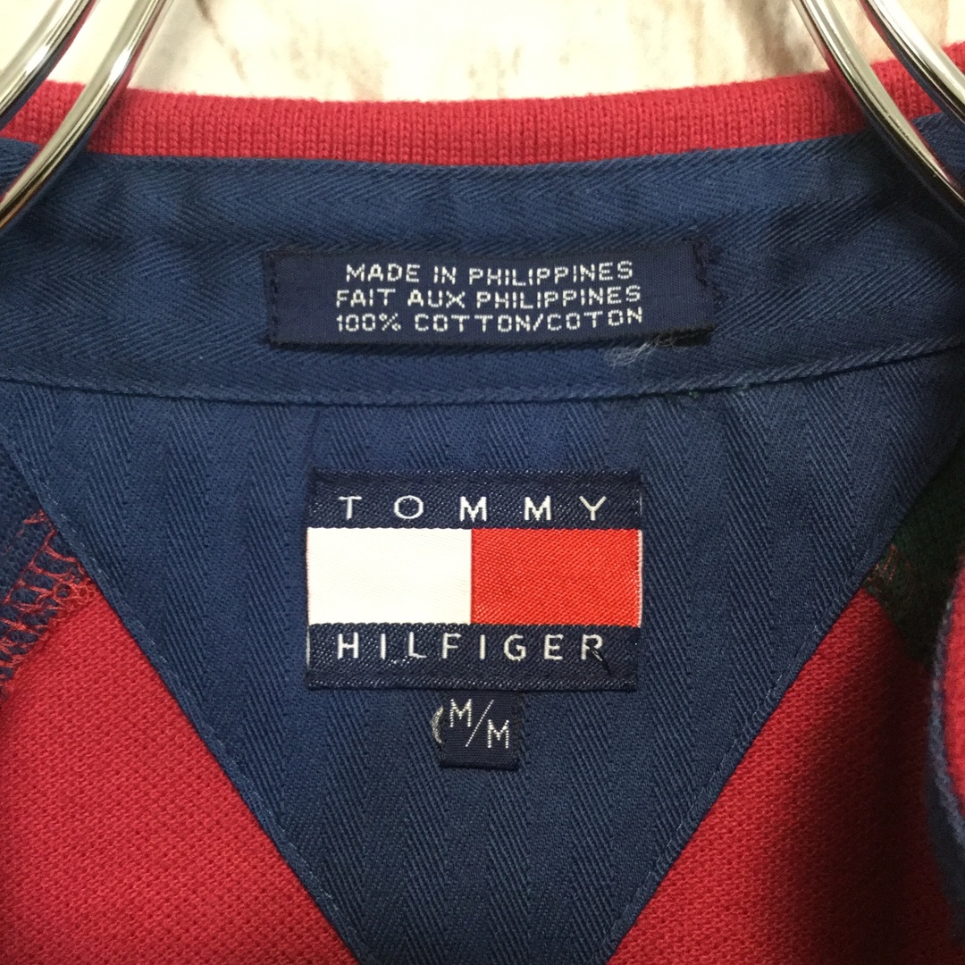 TOMMY HILFIGER(トミーヒルフィガー)の【トミーヒルフィガー 半袖ポロシャツ】90s エンブレム刺繍 M 古着 メンズのトップス(ポロシャツ)の商品写真