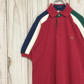 トミーヒルフィガー(TOMMY HILFIGER)の【トミーヒルフィガー 半袖ポロシャツ】90s エンブレム刺繍 M 古着(ポロシャツ)