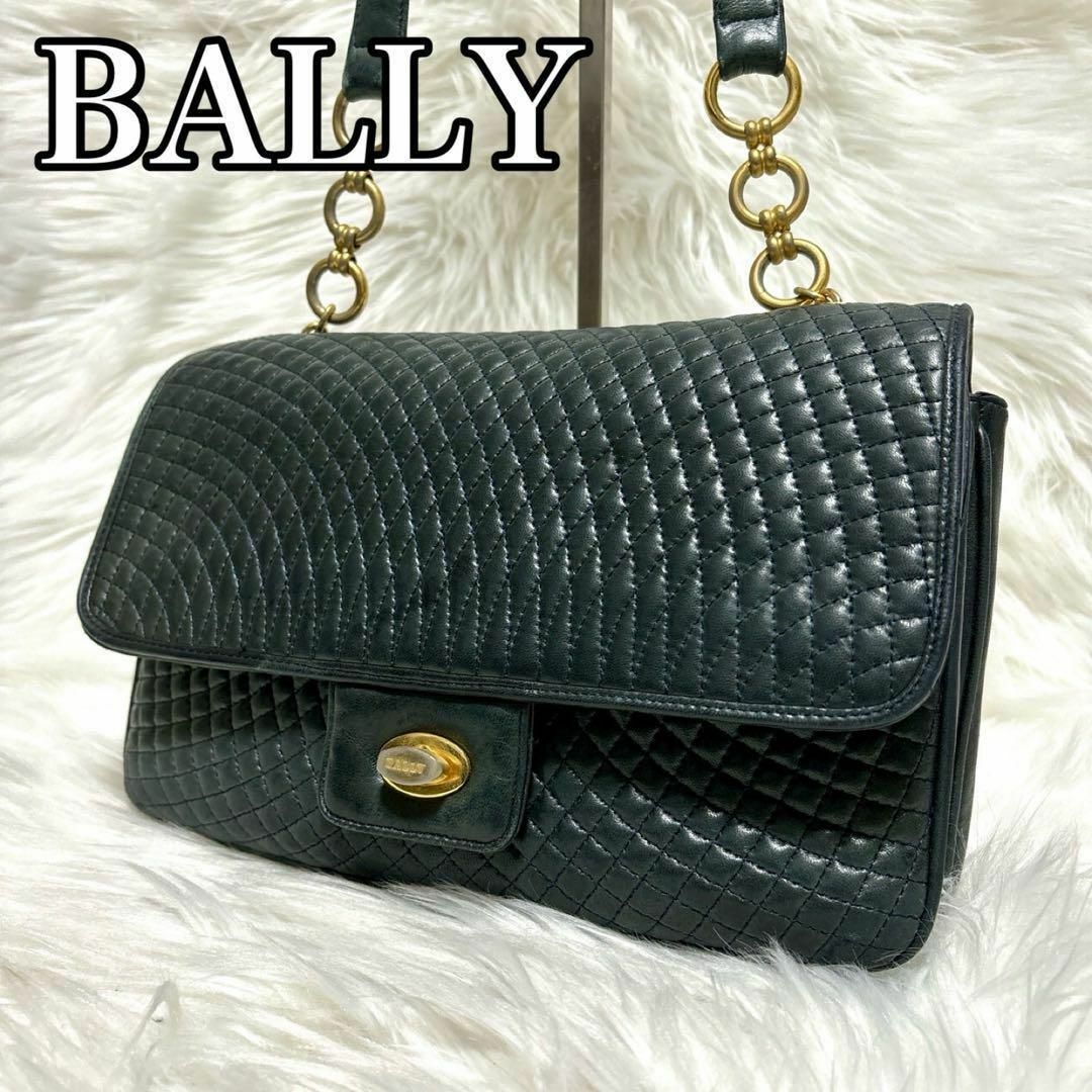 Bally(バリー)のBALLY バリー マトラッセ レザー ヴィンテージ ショルダーバッグ 紺色 レディースのバッグ(ショルダーバッグ)の商品写真