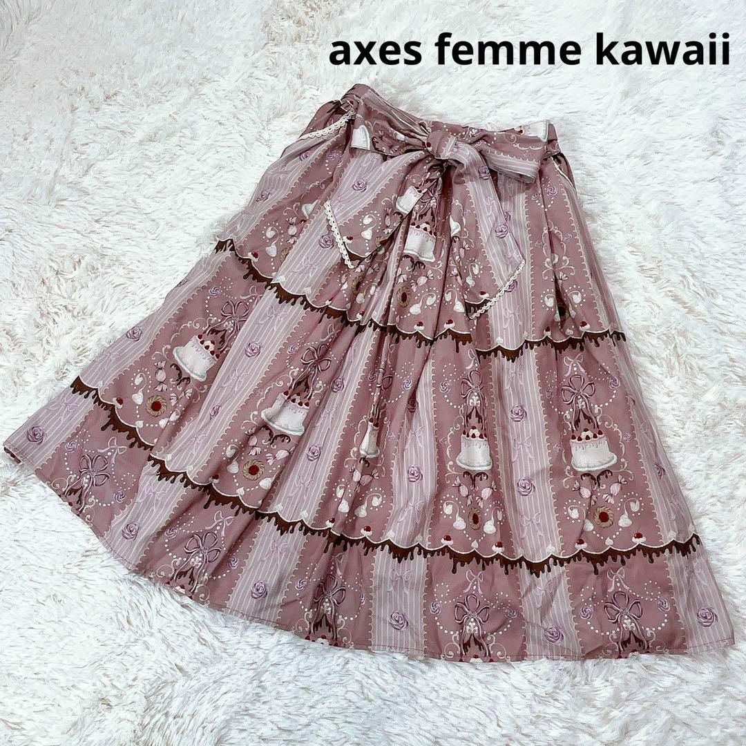 axes femme(アクシーズファム)のアクシーズファムカワイイ スカート スイーツ リボン レディースのスカート(ひざ丈スカート)の商品写真