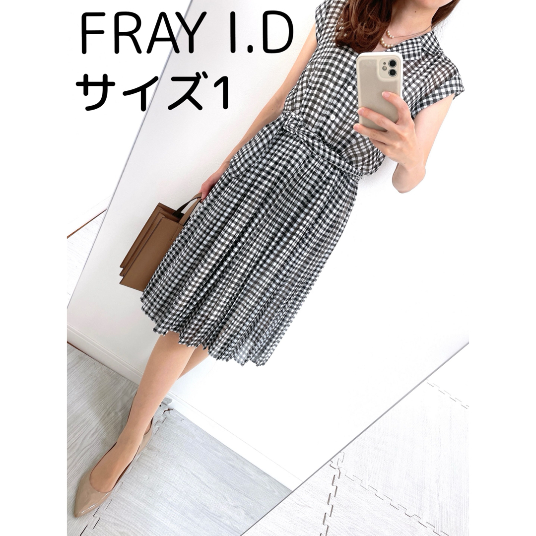 FRAY I.D(フレイアイディー)の【美品✨】FRAY I.D❤️サイズ1✨チェック柄 シフォンシャツワンピース レディースのワンピース(ひざ丈ワンピース)の商品写真