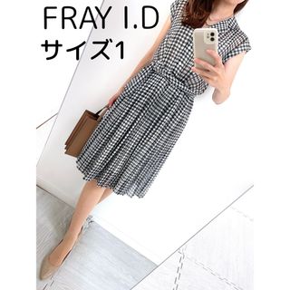 フレイアイディー(FRAY I.D)の【美品✨】FRAY I.D❤️サイズ1✨チェック柄 シフォンシャツワンピース(ひざ丈ワンピース)