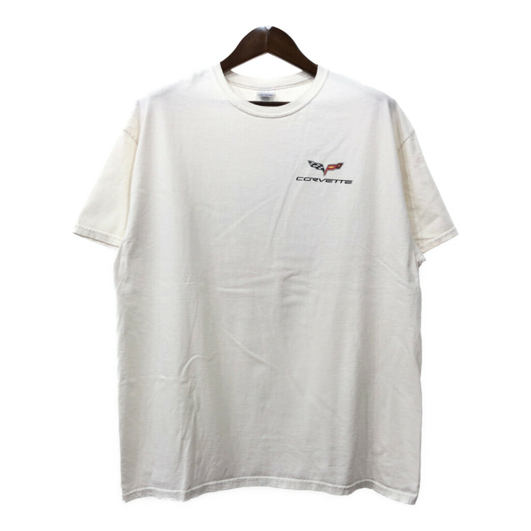 Chevrolet シボレー Corvette C-6 コルベット 半袖Ｔシャツ ワンポイント ホワイト (メンズ XL) 中古 古着 Q7104 メンズのトップス(Tシャツ/カットソー(半袖/袖なし))の商品写真