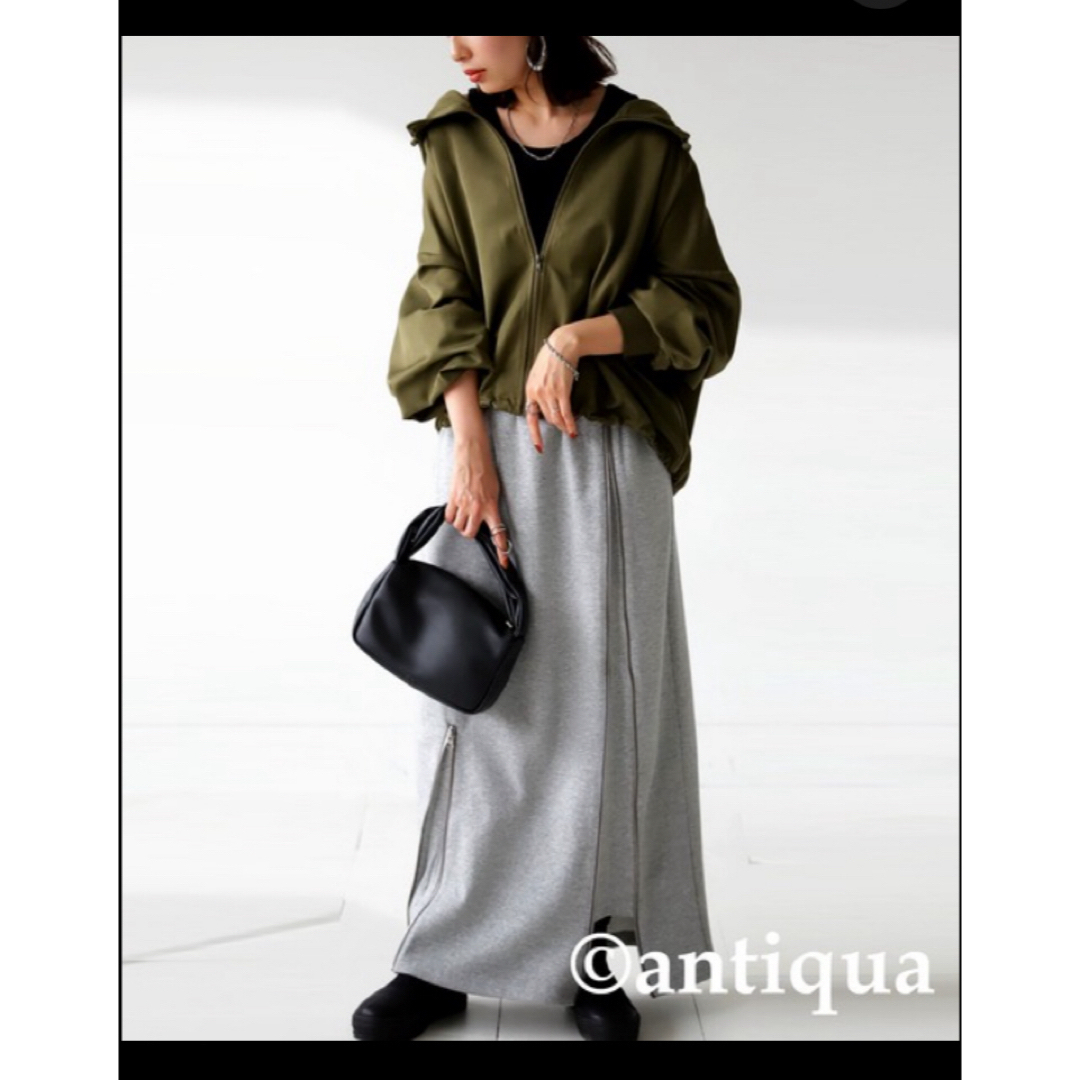 antiqua(アンティカ)のアンティカ　ダブルファスナージップスカート　グレー レディースのスカート(ロングスカート)の商品写真