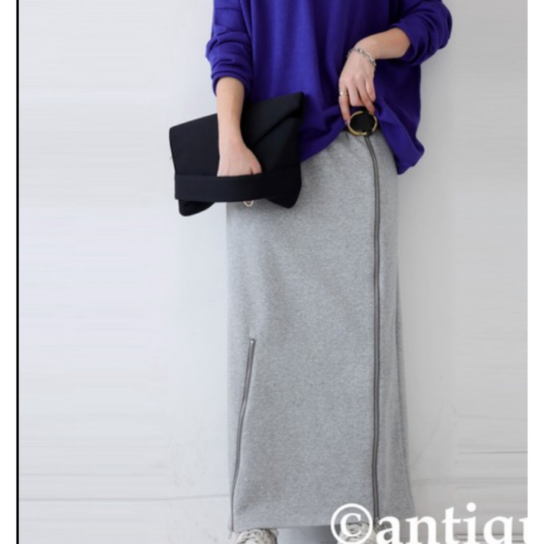 antiqua(アンティカ)のアンティカ　ダブルファスナージップスカート　グレー レディースのスカート(ロングスカート)の商品写真