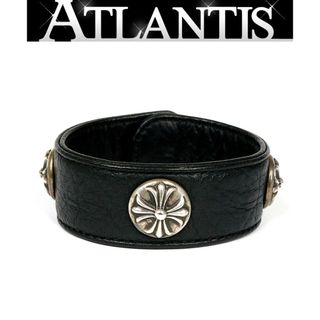 クロムハーツ(Chrome Hearts)のCHROME HEARTS 銀座店 クロムハーツ 海外インボイス付き オッド クロスボール レザー ブレスレット シルバー SV925 size:2 黒 94968(ブレスレット)