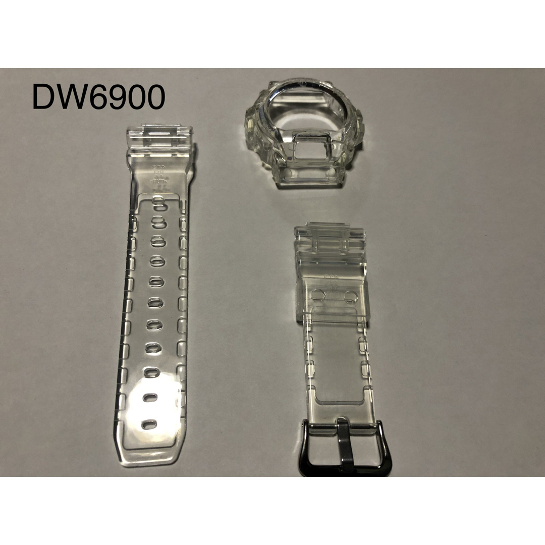 (新品)G-SHOCKカスタム DW6900用ベゼル&ベルト 透明クリア　工具付 ハンドメイドの素材/材料(各種パーツ)の商品写真