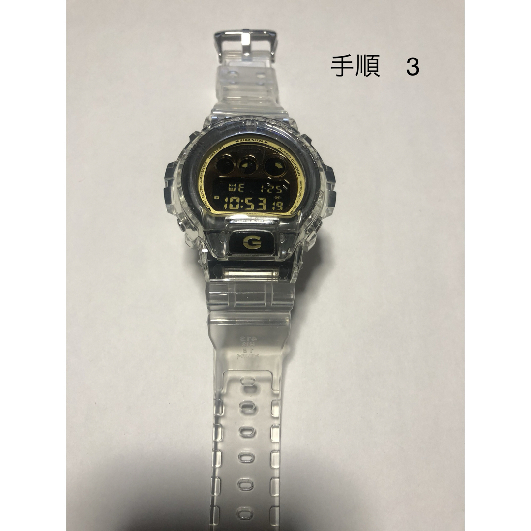 (新品)G-SHOCKカスタム DW6900用ベゼル&ベルト 透明クリア　工具付 ハンドメイドの素材/材料(各種パーツ)の商品写真