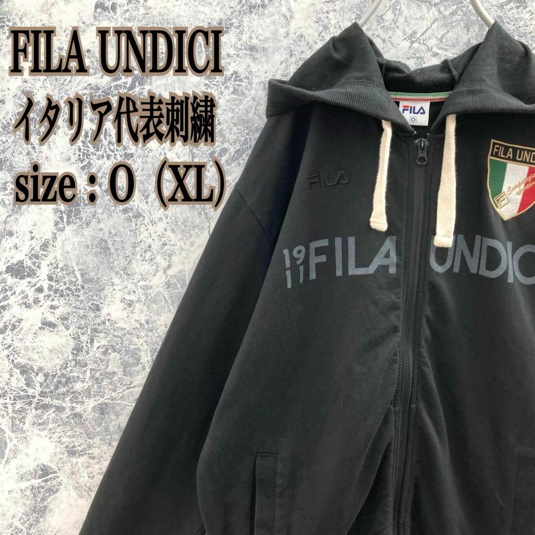 FILA(フィラ)のIS377 ITA古着フィライタリア国旗サッカー代表刺繍エンブレムロゴパーカー メンズのトップス(パーカー)の商品写真