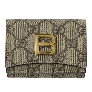 グッチ(Gucci)のグッチ GUCCI バレンシアガ BALENCIAGA 財布 レディース メンズ ブランド 三つ折り財布 ザ ハッカープロジェクト GGスプリーム ブラウン ベージュ 681700 コラボ コンパクト ミニウォレット おしゃれ 【中古】(財布)