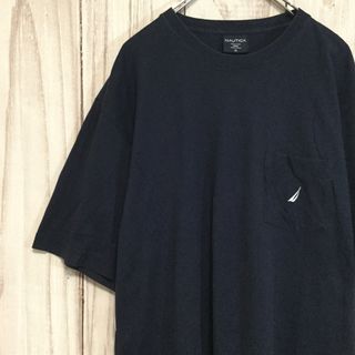 ノーティカ(NAUTICA)の【ノーティカ 半袖ロゴ刺繍Ｔシャツ】海外サイズ 3XL ネイビー 古着(Tシャツ/カットソー(半袖/袖なし))