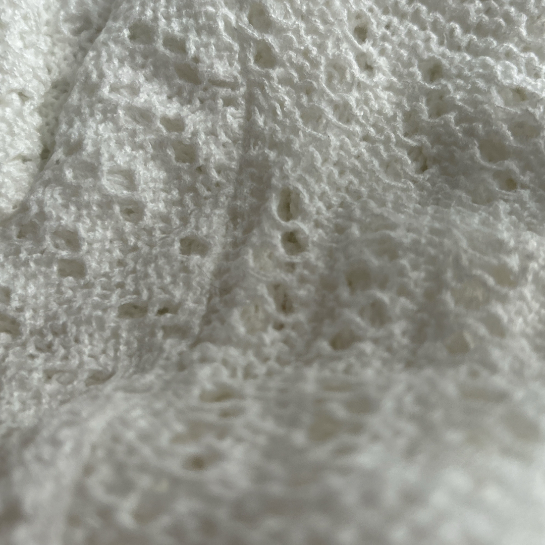 SHEIN(シーイン)のポワンテルニット ドロップショルダー 透かし編み メッシュ編み ホワイト レディースのトップス(ニット/セーター)の商品写真
