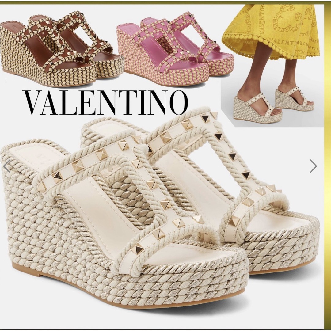 VALENTINO(ヴァレンティノ)のミュール　VALENTINO ロックスタッズ レザー ウェッジ サンダル レディースの靴/シューズ(サンダル)の商品写真