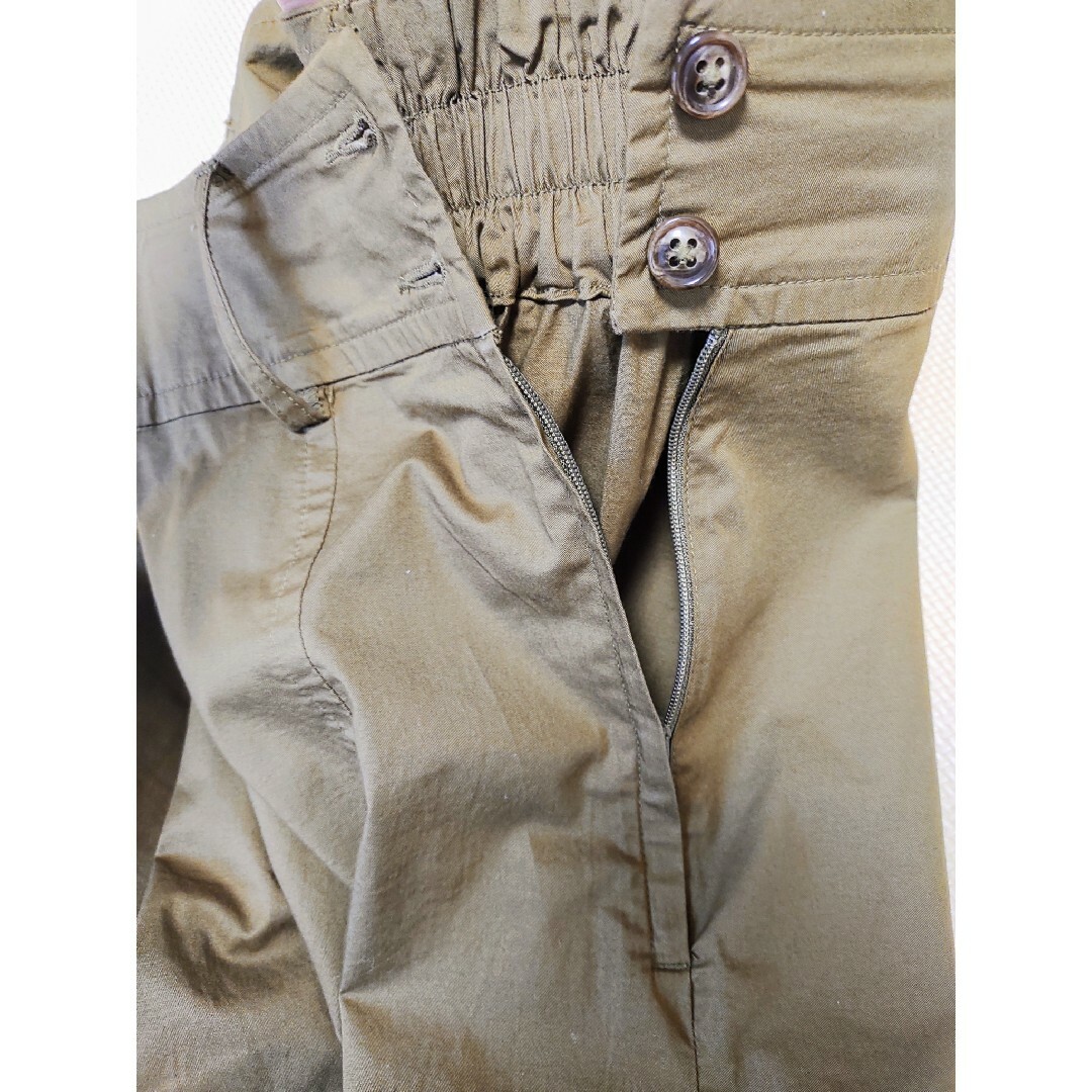 coen(コーエン)のcoen　ストレッチチノウエストリボンフレアスカート　オリーブ　Sサイズ レディースのスカート(ロングスカート)の商品写真