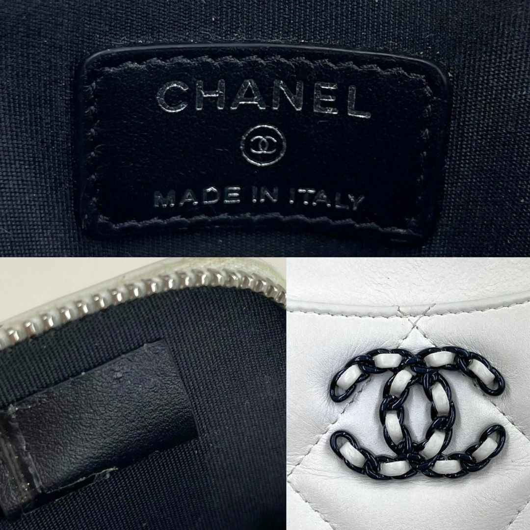CHANEL - シャネル ジップコインパース シャネル19 白 CHANEL - シャネル ジップコインパース シャネル19 白