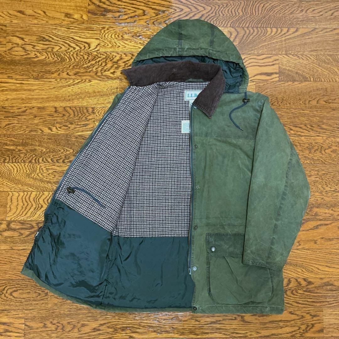 L.L.Bean(エルエルビーン)の80s L.L.Bean エルエルビーン オイルドジャケット フーディ カーキ メンズのジャケット/アウター(その他)の商品写真