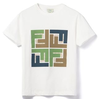 フェンディ FENDI 【大人もOK】キッズ Tシャツ マクロパズルロゴ 半袖シャツ クルーネック ショートスリーブ 2024年春夏新作 JUI158 7AJ F14OT