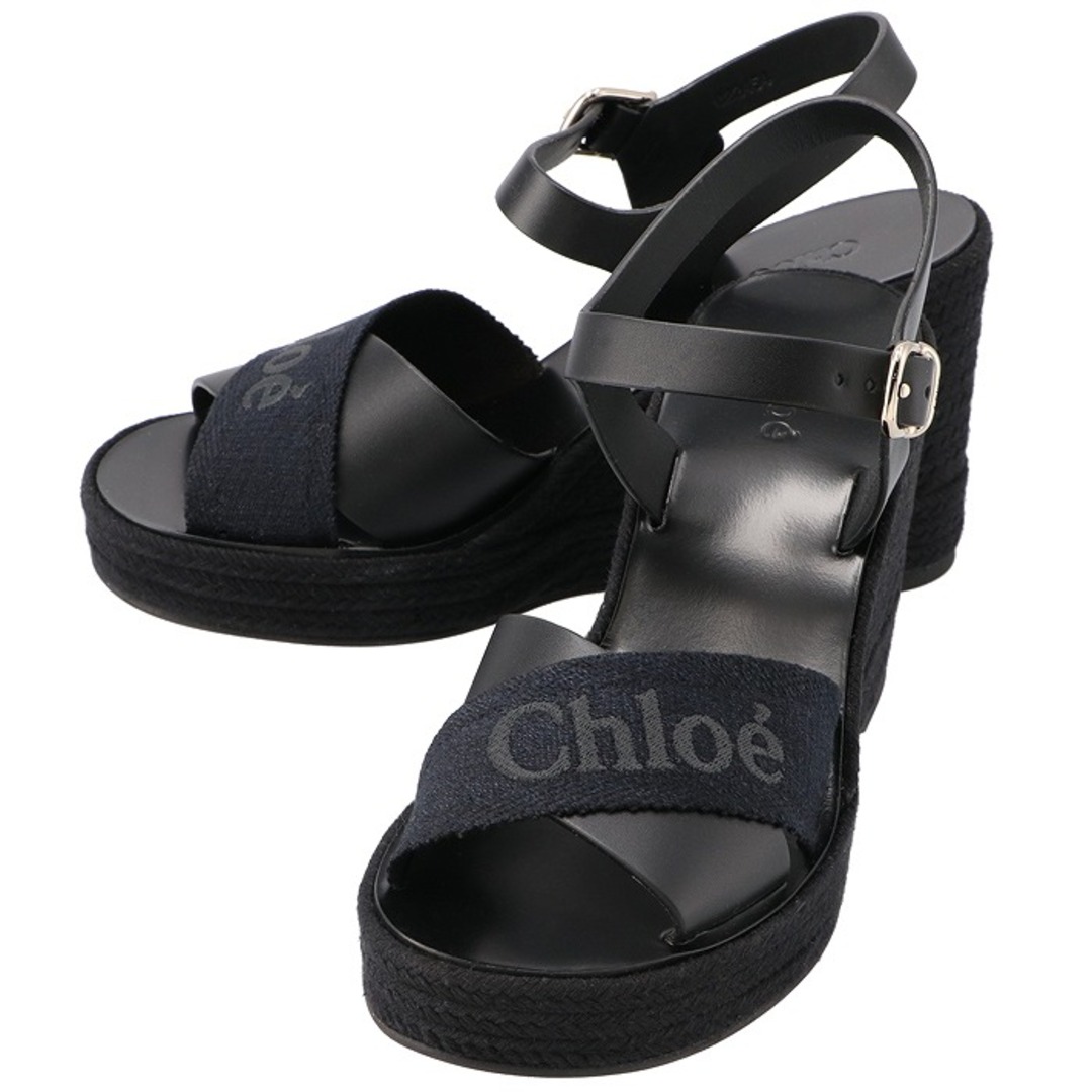 Chloe(クロエ)のクロエ CHLOE ウェッジサンダル 厚底 10cmヒール ロゴ ウェッジソール 2024年春夏新作 CHC24U01Y KR 001 レディースの靴/シューズ(サンダル)の商品写真