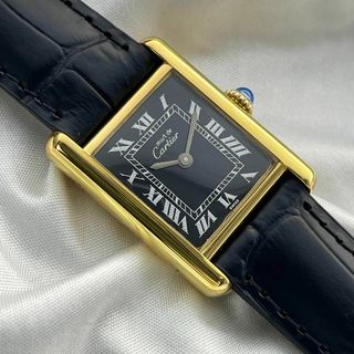 カルティエ(Cartier)のT693 カルティエ ヴェルメイユ マストタンクSM 黒ローマン 手巻 箱付き(腕時計)