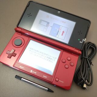 ニンテンドー3DS(ニンテンドー3DS)の安心の整備済み！◆任天堂3DS 中古本体◆フレアレッド◆97(携帯用ゲーム機本体)