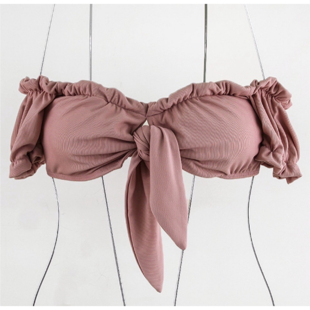 水着 レディース オフショル L  ピンク  ビキニ  体系カバー ハイウェスト レディースの水着/浴衣(水着)の商品写真