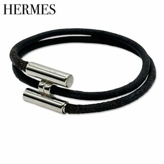 Hermes - エルメス トゥルニ レザー シルバー金具 ブレスレット バングル ブラック