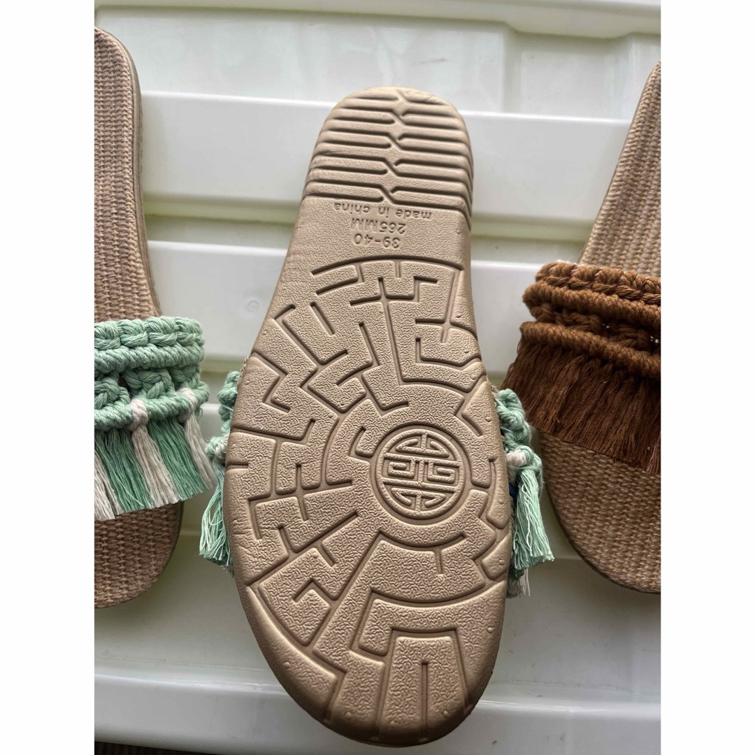 マクラメ　サンダル　グリーン レディースの靴/シューズ(サンダル)の商品写真