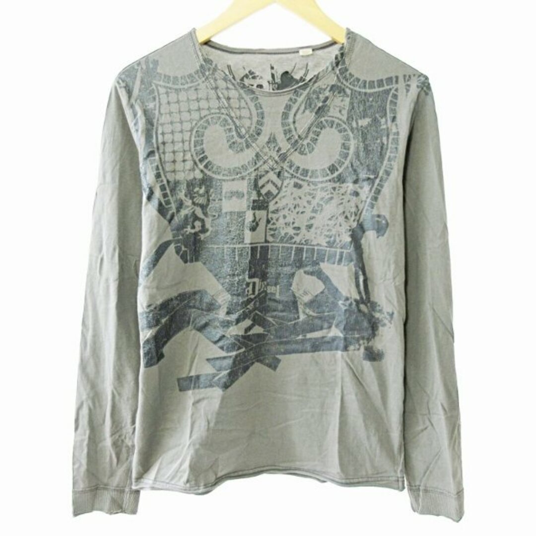 DIESEL(ディーゼル)のディーゼル DIESEL Tシャツ カットソー ロンT 長袖 プリント グレーS メンズのトップス(Tシャツ/カットソー(七分/長袖))の商品写真