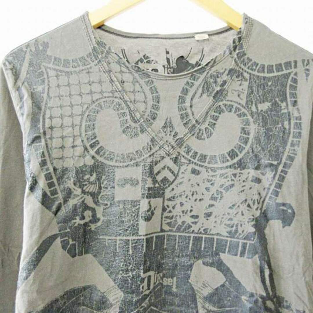 DIESEL(ディーゼル)のディーゼル DIESEL Tシャツ カットソー ロンT 長袖 プリント グレーS メンズのトップス(Tシャツ/カットソー(七分/長袖))の商品写真