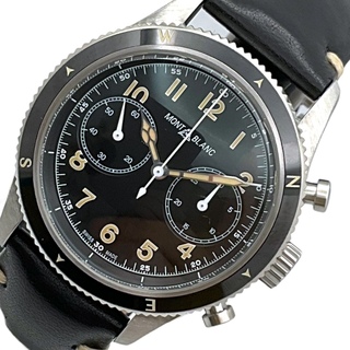 MONTBLANC - 　モンブラン MONT BLANC 1858 オートマティック クロノグラフ 世界1858本限定 126915 ブラック SS×レザー メンズ 腕時計
