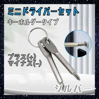 ドライバー　キーホルダー　セット　プラス　マイナス　工具　DIY　ネジ回し　銀色(キーホルダー)