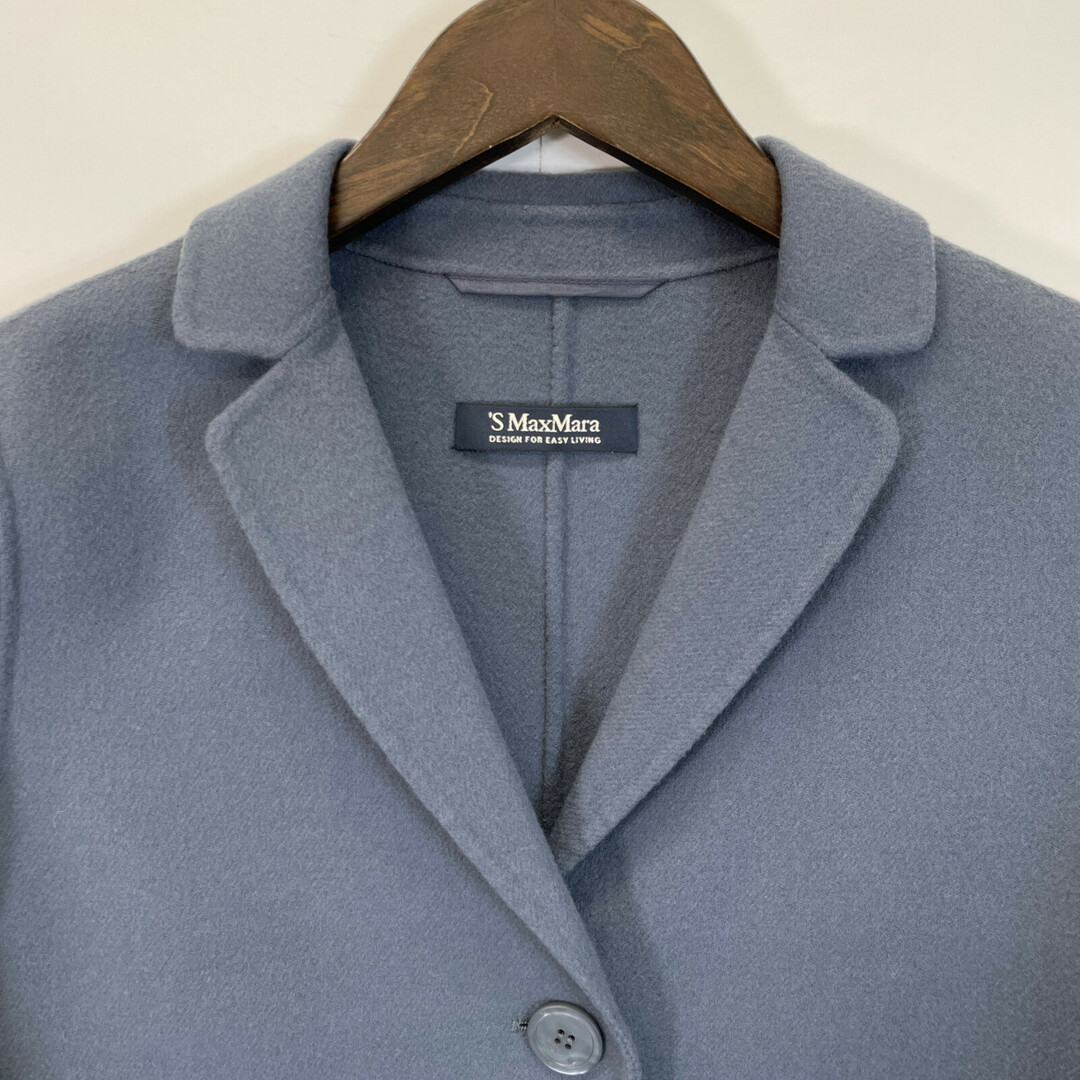エスマックスマーラ ﾌﾞﾙｰｸﾞﾚｰ ｸﾁｰﾄｱﾏｰﾉ ﾁｪｽﾀｰｺｰﾄ 40 レディースのジャケット/アウター(その他)の商品写真
