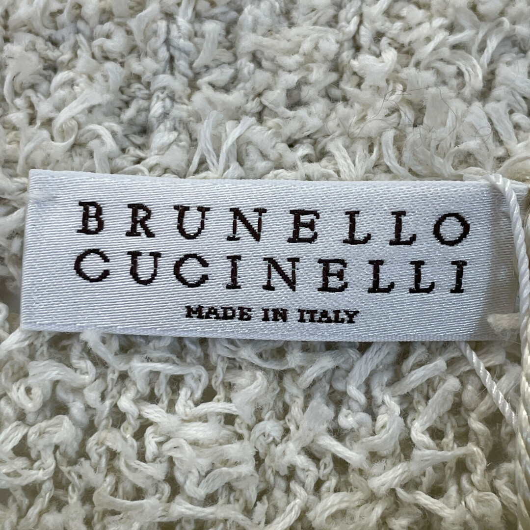 BRUNELLO CUCINELLI(ブルネロクチネリ)のブルネロクチネリ ホワイト コットン クルーネック ノースリーブ ニット S レディースのレッグウェア(タイツ/ストッキング)の商品写真