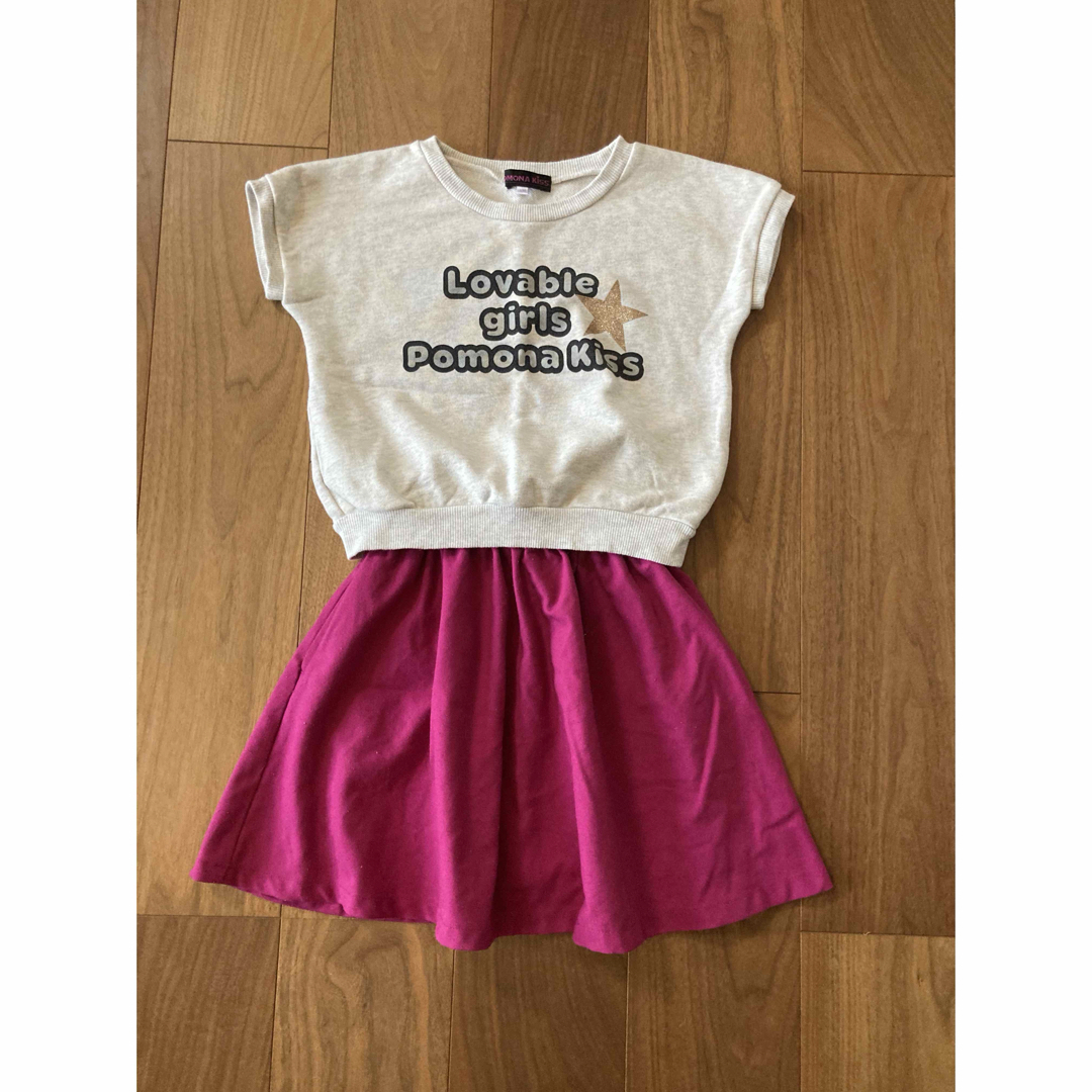 GLOBAL WORK(グローバルワーク)のGLOBAL WORK スカート POMONA KISS トップス 130 上下 キッズ/ベビー/マタニティのキッズ服女の子用(90cm~)(スカート)の商品写真