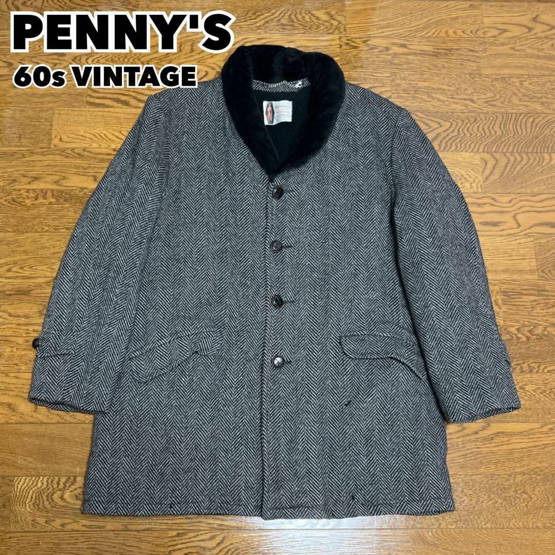 60s PENNEY'S ペニーズ ツイードジャケット コート ヘリンボーン メンズのジャケット/アウター(チェスターコート)の商品写真