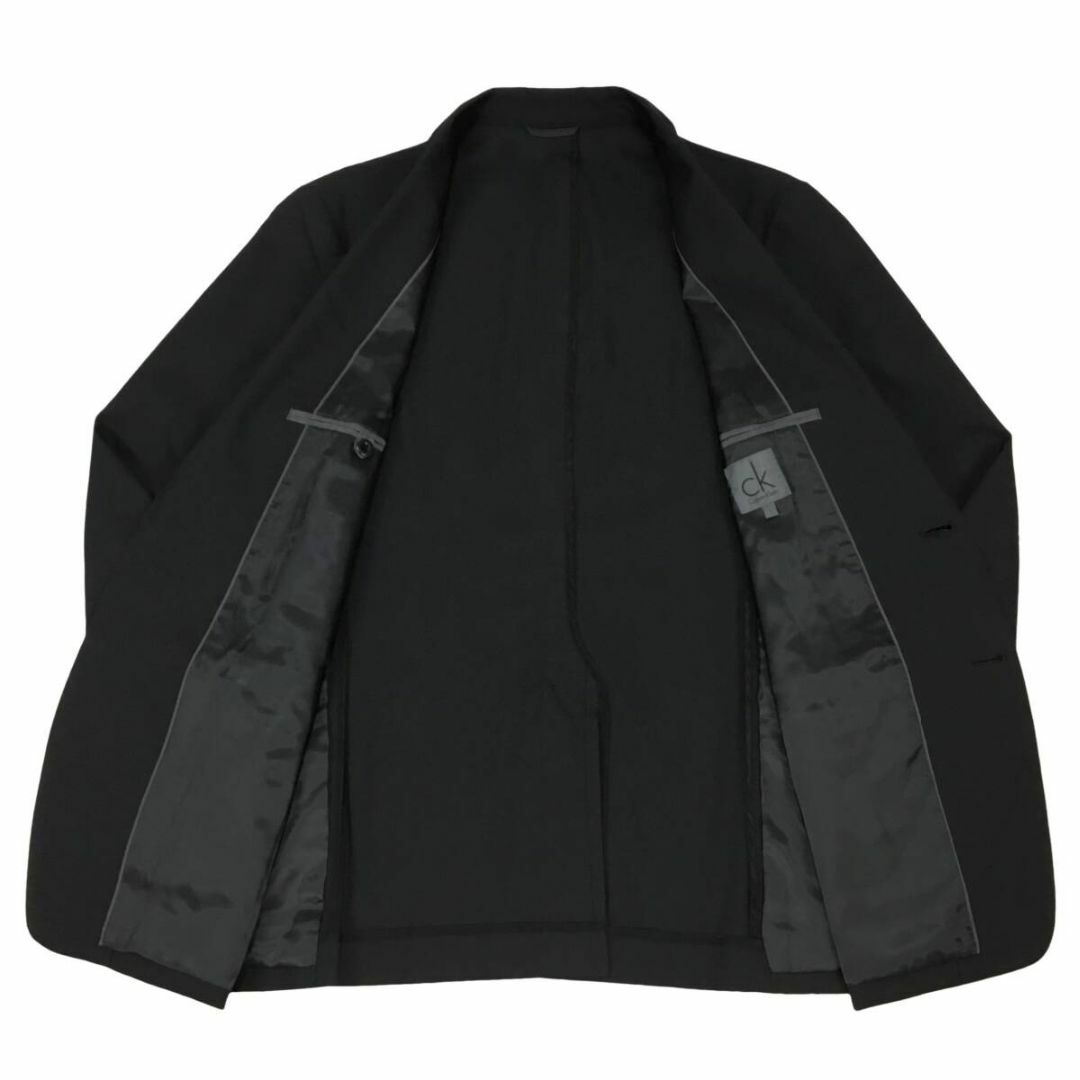 Calvin Klein(カルバンクライン)のCalvin Klein カルバンクライン シャイニーブラックコットンジャケット メンズのジャケット/アウター(テーラードジャケット)の商品写真