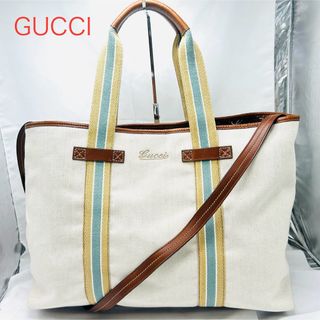 グッチ(Gucci)のGUCCI グッチ　トートバッグ　キャンバス　レザー ロゴ　2way(トートバッグ)